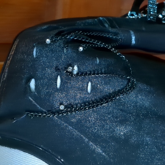 ZARGA* XL women's Long sleeve open shoulder distressed biker sweatshirt w/ - Picture 3 of 13